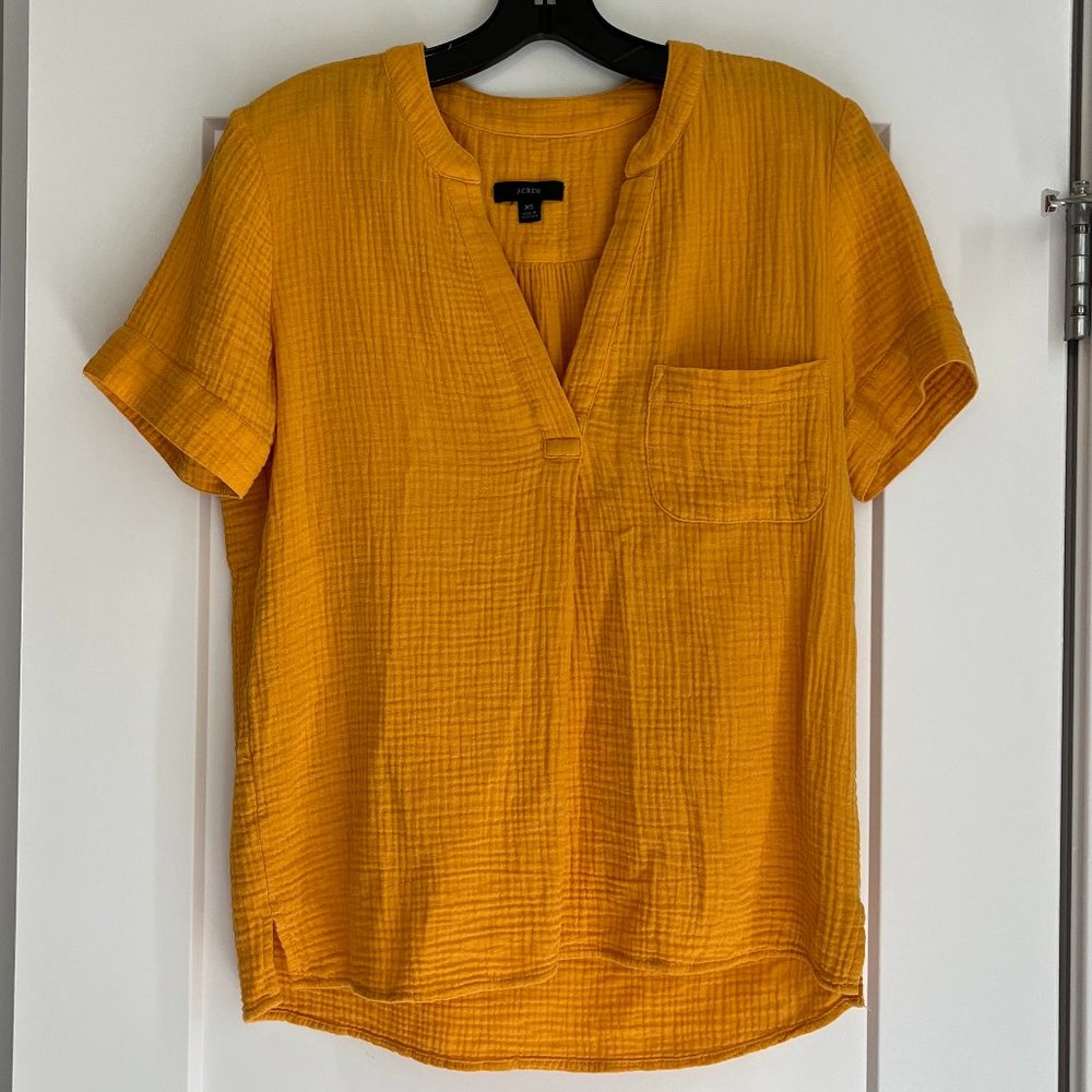 J.Crew V-neck Soft Gauze Popover Yellow Gold XS